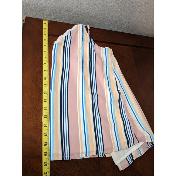 Socialite Striped Camisole Small Pink Layering V Neck Lined Spaghetti Straps Top - Picture 7 of 10